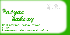 matyas maksay business card