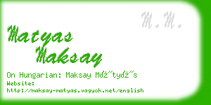 matyas maksay business card